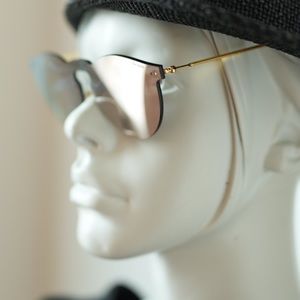 Illesteva Leonard Mask Sunglasses Rimless frame Tribeca Gold made Italy